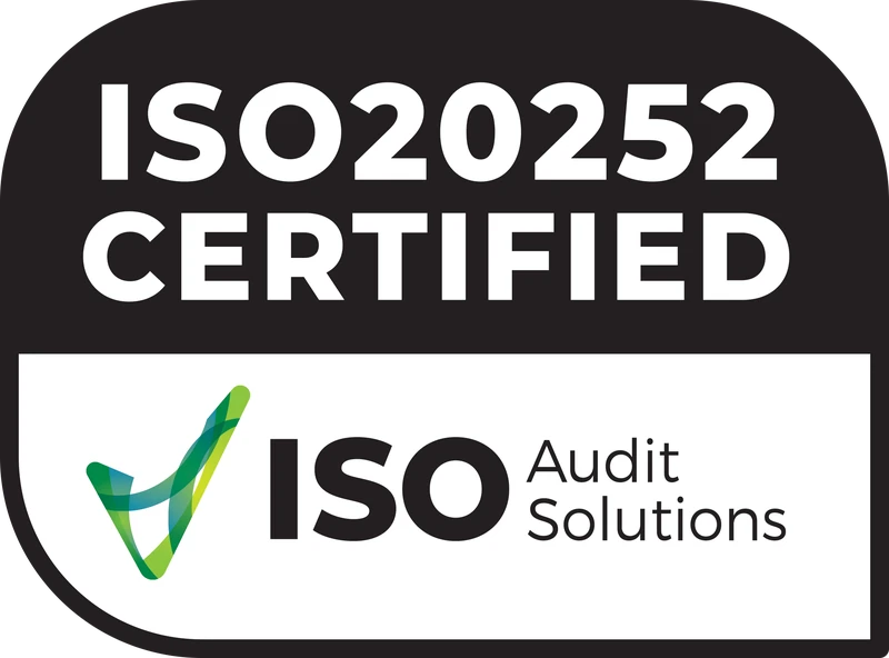 ISO 20252 Certified badge from ISO Audit Solutions